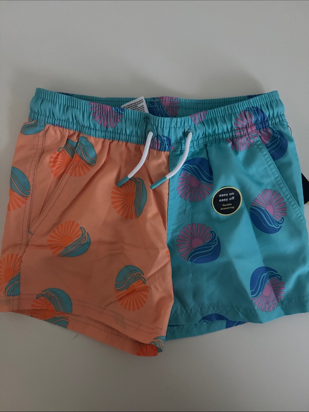 Art Class Boys Mid-Thigh Swim Trunks Blue Orange M 8 Husky NWT